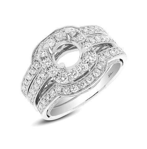 0.75 Ctw 14k White Gold Diamond Semi-mount Ring 2-pc