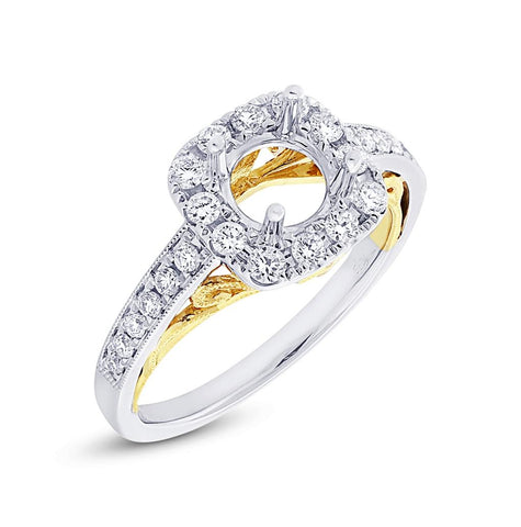 0.52 Ctw 14k Two-tone Gold Diamond Semi-mount Ring