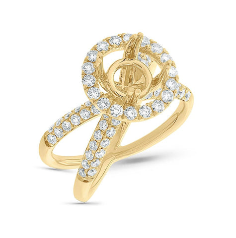 1.11 Ctw 18k Yellow Gold Diamond Semi-mount Ring