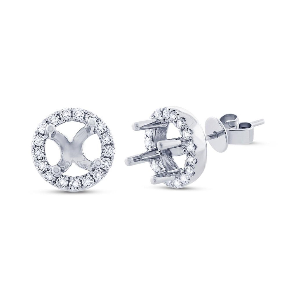 0.49 Ctw 14k White Gold Diamont Semi-mount Stud Earring