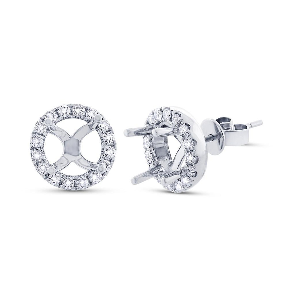 0.59 Ctw 14k White Gold Diamont Semi-mount Stud Earring