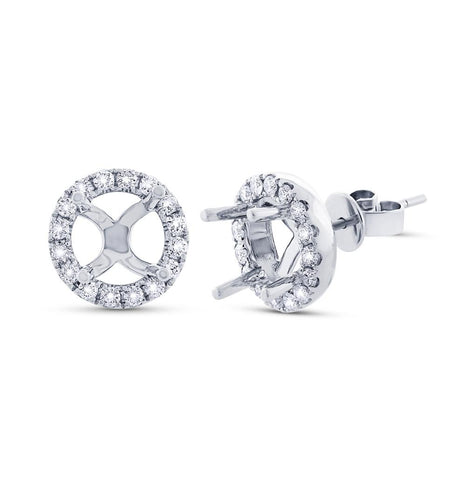 0.59 Ctw 14k White Gold Diamont Semi-mount Stud Earring