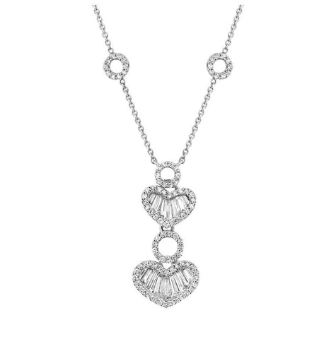 1.05 Ctw 14k White Gold Diamond Heart Necklace