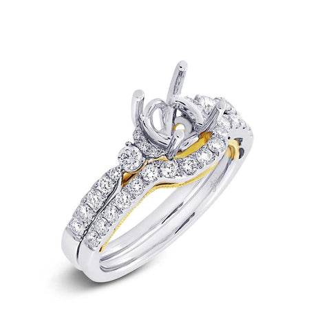 0.65 Ctw 14k Two-tone Gold Diamond Semi-mount Ring 2-pc