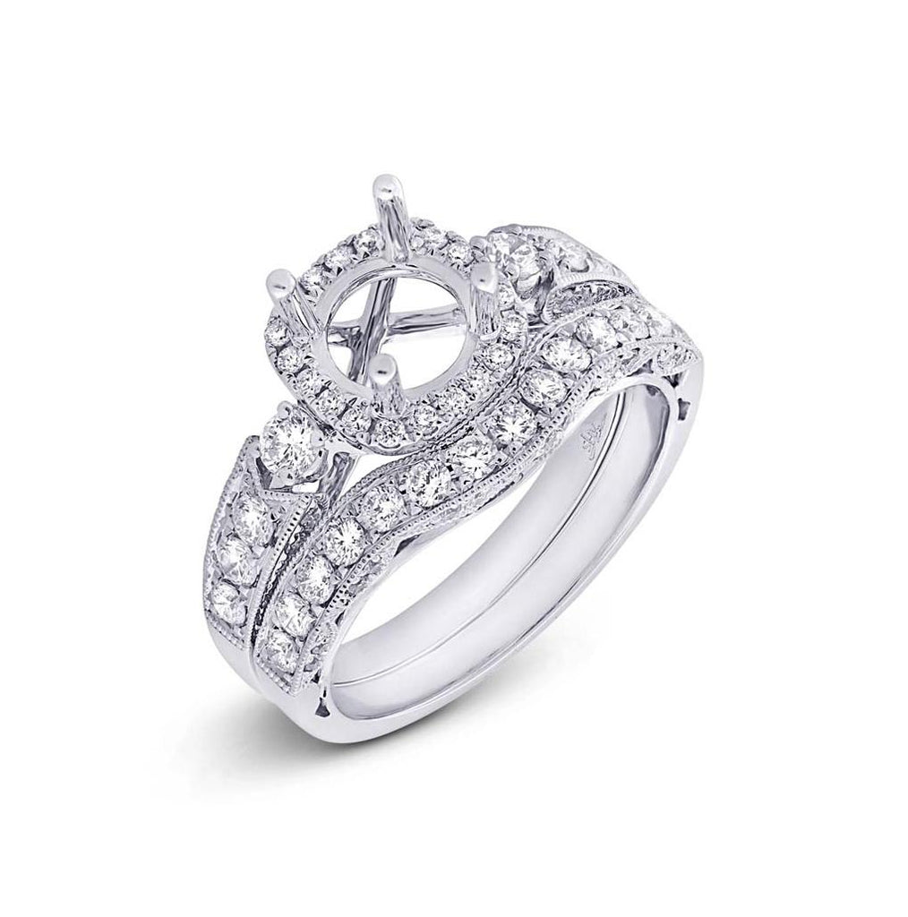 1.02 Ctw 14k White Gold Diamond Semi-mount Ring 2-pc