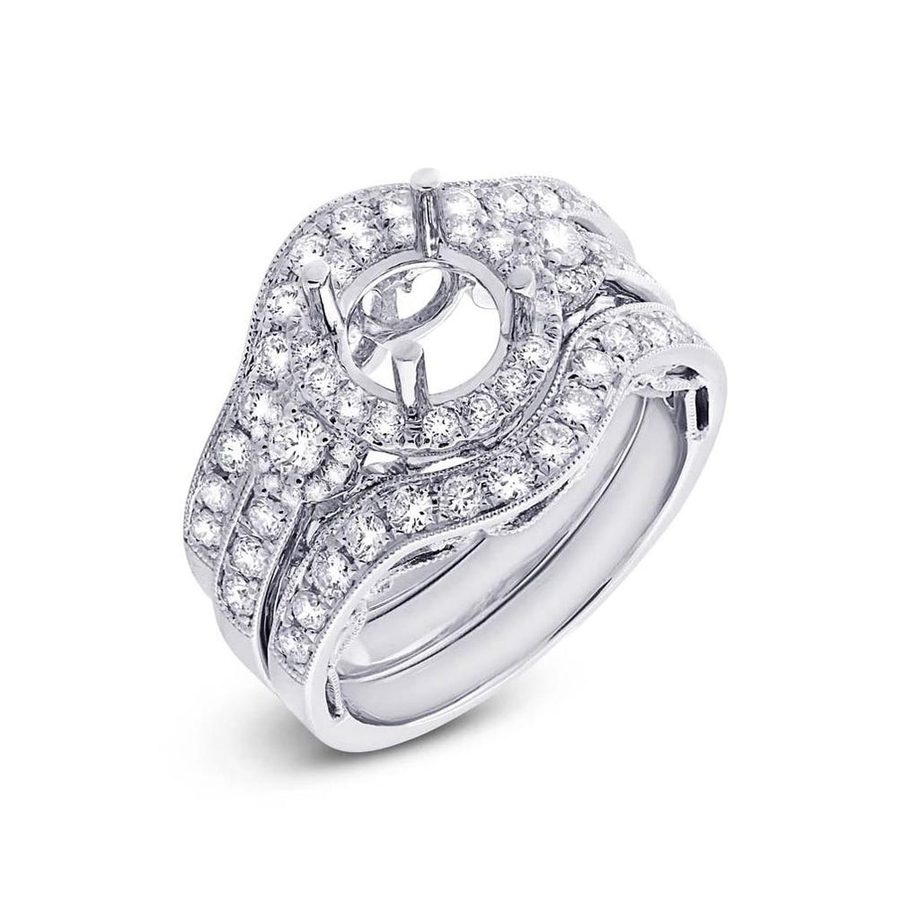 1.20 Ctw 14k White Gold Diamond Semi-mount Ring 3-pc