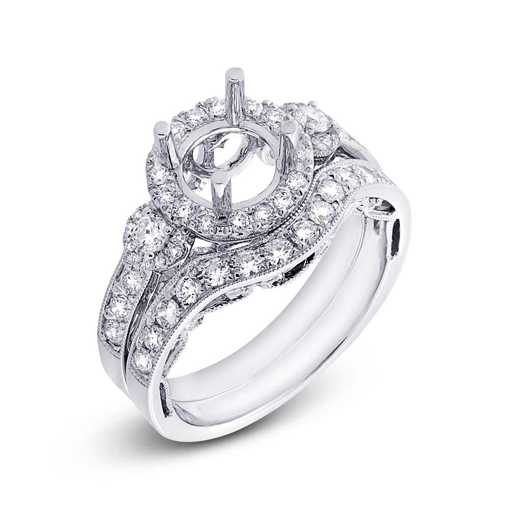 0.86 Ctw 14k White Gold Diamond Semi-mount Ring 2-pc