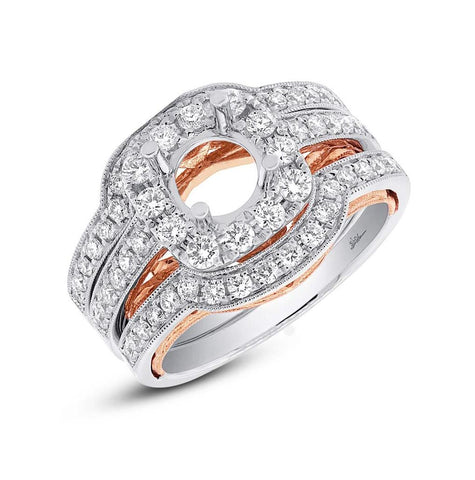 0.98 Ctw 14k Two-tone Gold Diamond Semi-mount Ring 3-pc