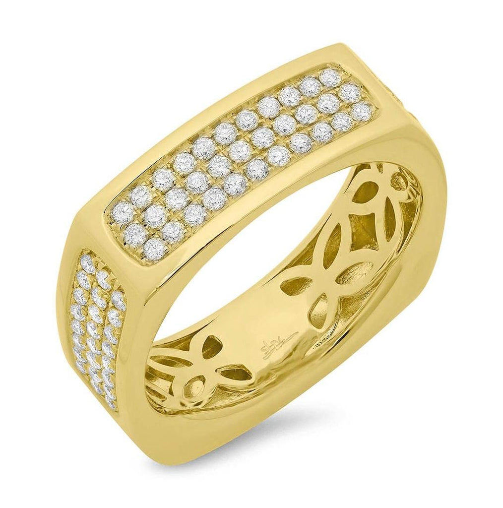 0.94 Ctw 14k Yellow Gold Diamond Mens Wedding Band Ring Size 6.5