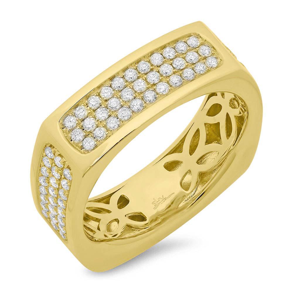 0.94 Ctw 14k Yellow Gold Diamond Mens Wedding Band Ring Size 8.5