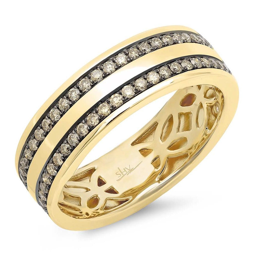 0.86 Ctw 14k Yellow Gold Champagne Diamond Mens Band