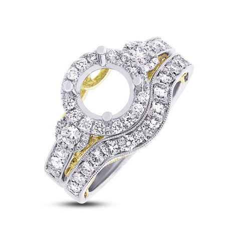 0.86 Ctw 14k Two-tone Gold Diamond Semi-mount Ring 2-pc