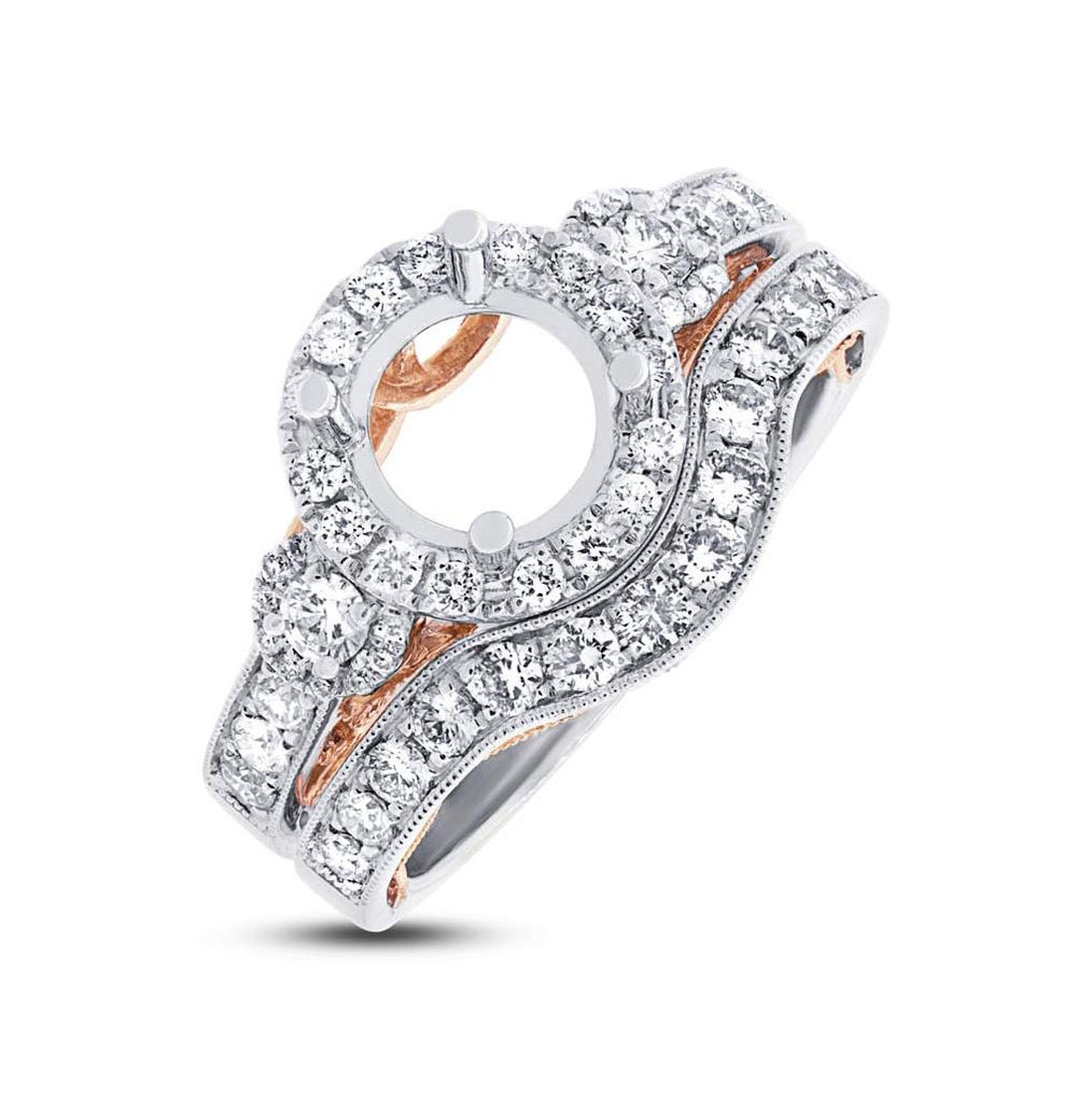 0.86 Ctw 14k Two-tone Rose Gold Diamond Semi-mount Ring 2-pc