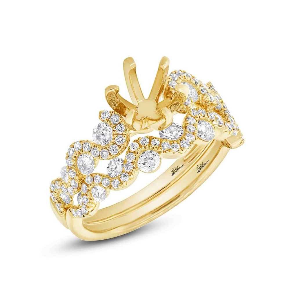 1.04 Ctw 14k Yellow Gold Diamond Semi-mount Ring 2-pc For 1.00 Ctw Center