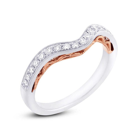 0.26 Ctw 14k Two-tone Rose Gold Diamond Shadow Band