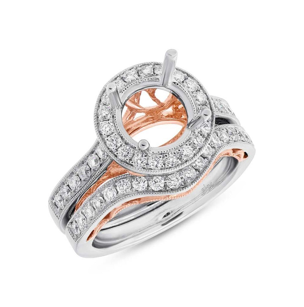 0.78 Ctw 14k Two-tone Rose Gold Diamond Semi-mount Ring 2-pc