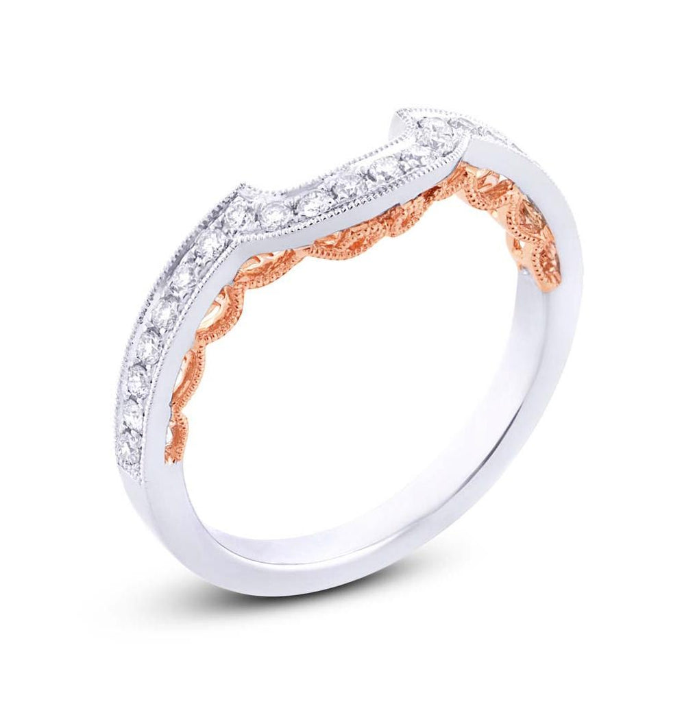 0.27 Ctw 14k Two-tone Rose Gold Diamond Shadow Band