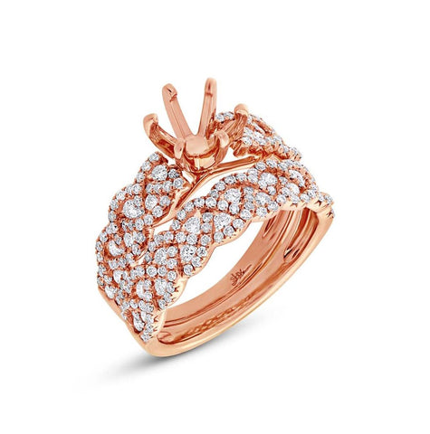 1.14 Ctw 14k Rose Gold Diamond Semi-mount Ring 2-pc