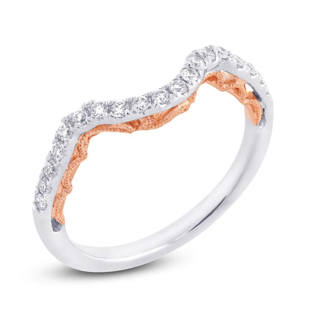 0.26 Ctw 14k Two-tone Rose Gold Diamond Shadow Band