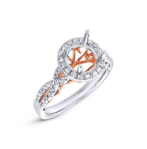 0.45 Ctw 14k Two-tone Rose Gold Diamond Semi-mount Ring