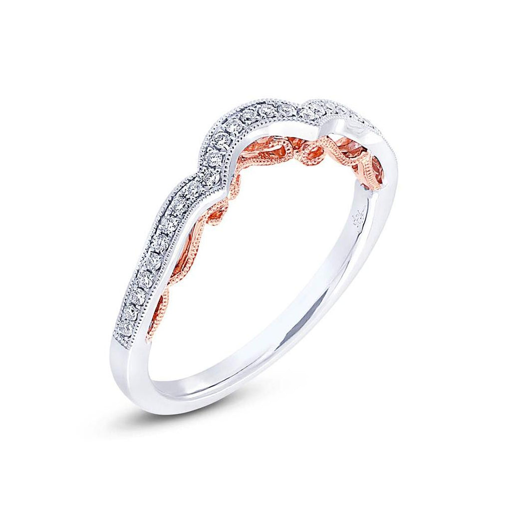 0.12 Ctw 14k Two-tone Rose Gold Diamond Shadow Band