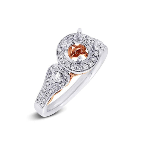 0.43 Ctw 14k Two-tone Rose Gold Diamond Semi-mount Ring For 0.75 Ctw Center