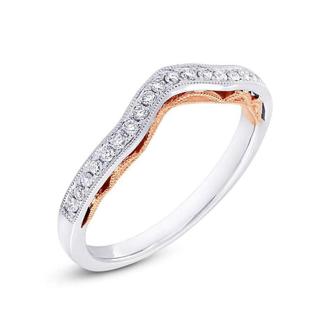 0.18 Ctw 14k Two-tone Rose Gold Diamond Shadow Band