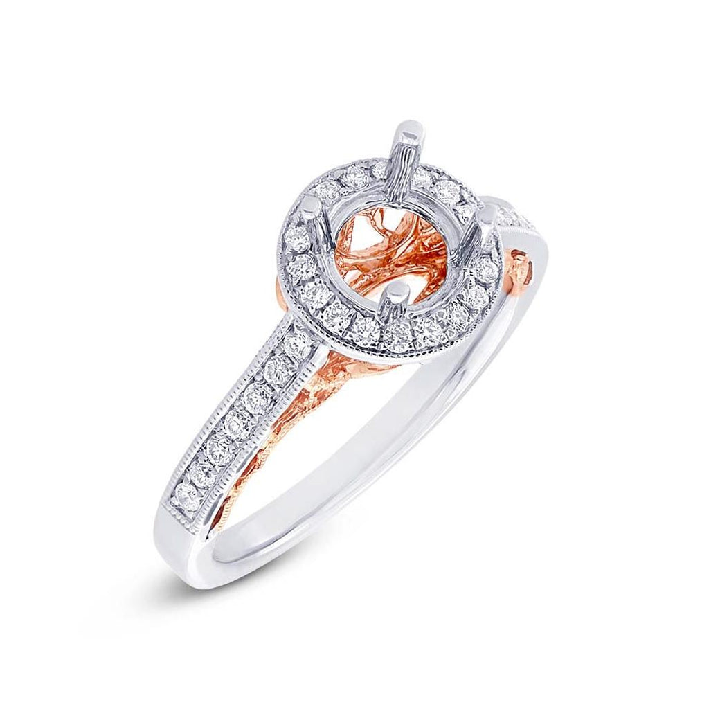 0.31 Ctw 14k Two-tone Rose Gold Diamond Semi-mount Ring For 0.75 Ctw Center