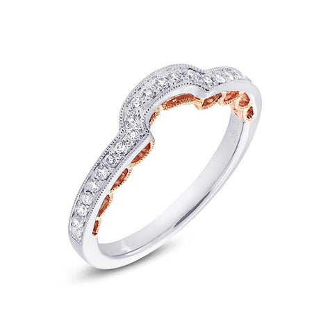 0.21 Ctw 14k Two-tone Rose Gold Diamond Shadow Band