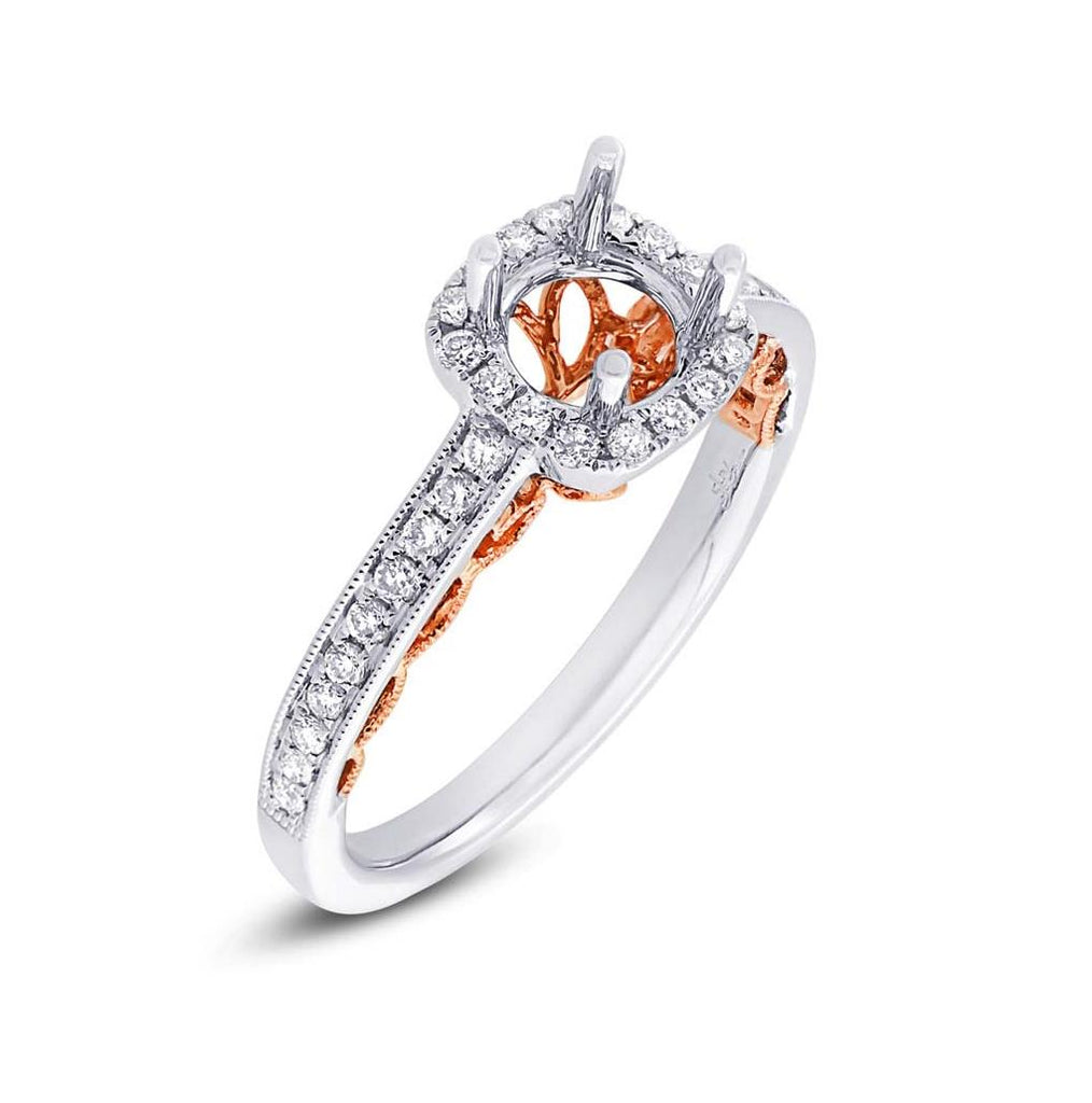 0.33 Ctw 14k Two-tone Rose Gold Diamond Semi-mount Ring For 0.75 Ctw Center