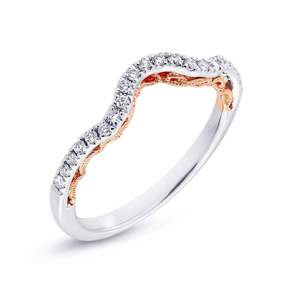 0.19 Ctw 14k Two-tone Rose Gold Diamond Shadow Band