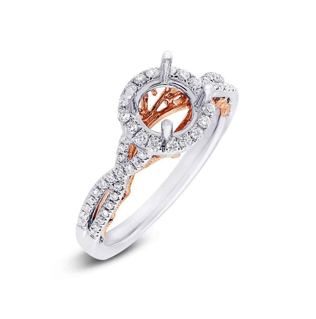 0.30 Ctw 14k Two-tone Rose Gold Diamond Semi-mount Ring For 1.00 Ctw Center