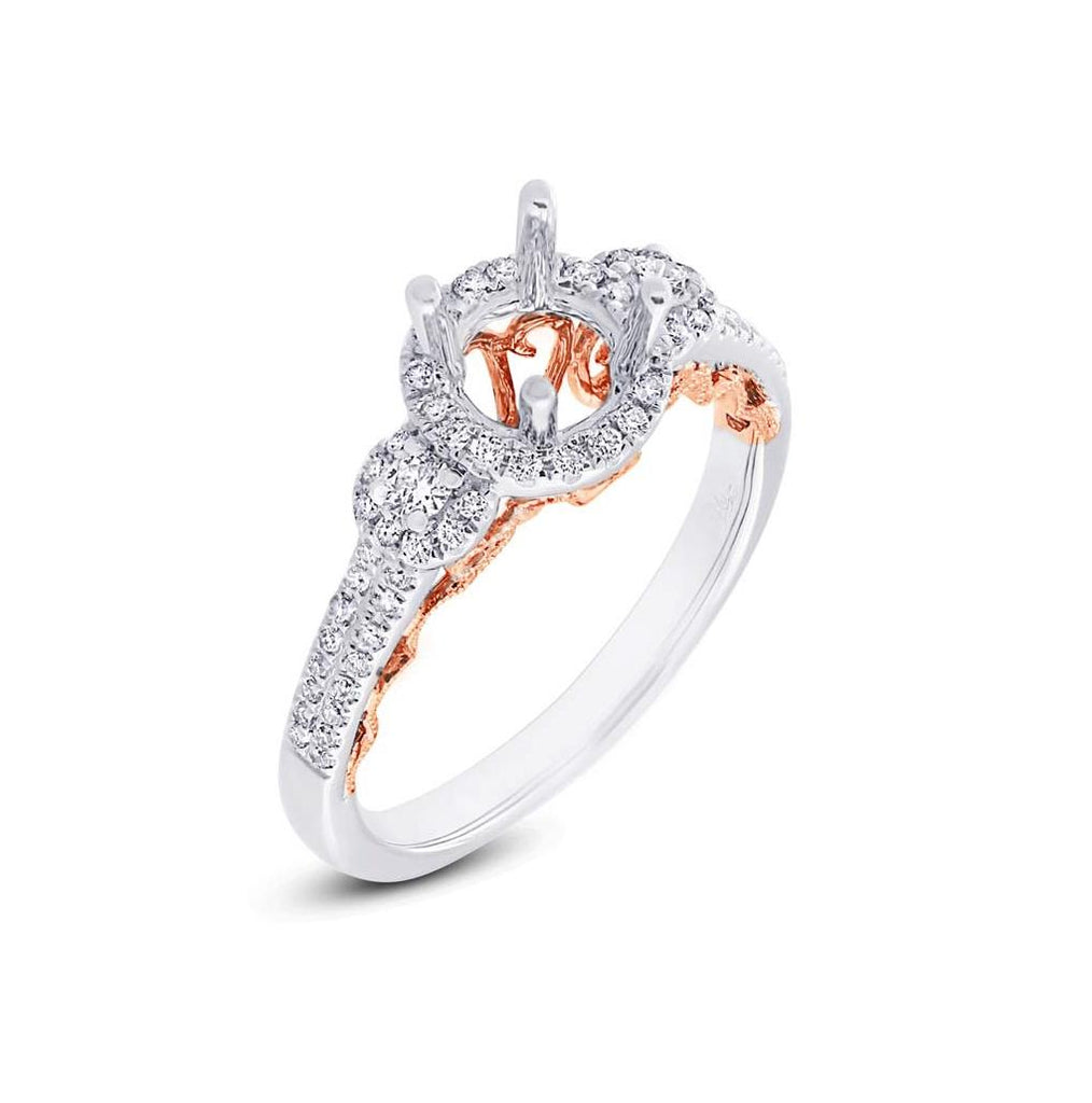 0.35 Ctw 14k Two-tone Rose Gold Diamond Semi-mount Ring For 0.50 Ctw Center