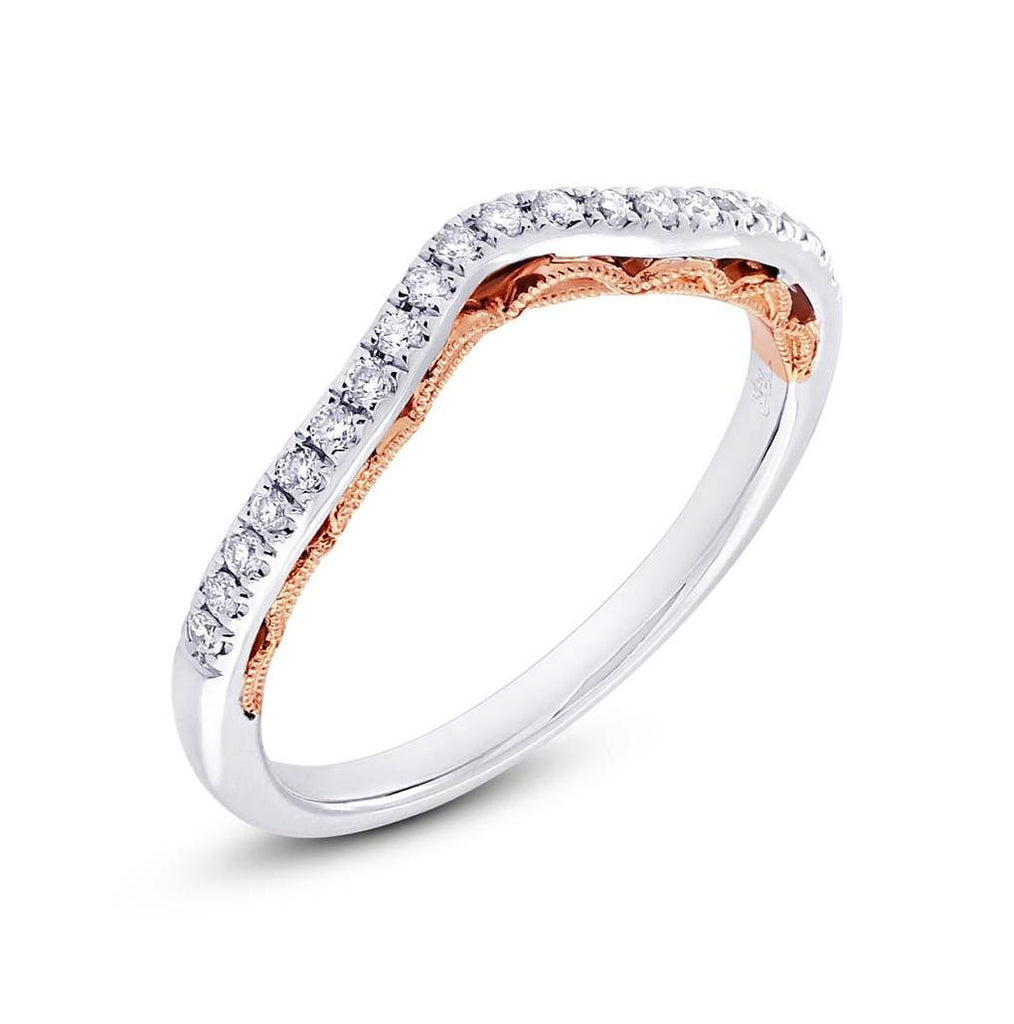 0.19 Ctw 14k Two-tone Rose Gold Diamond Shadow Band