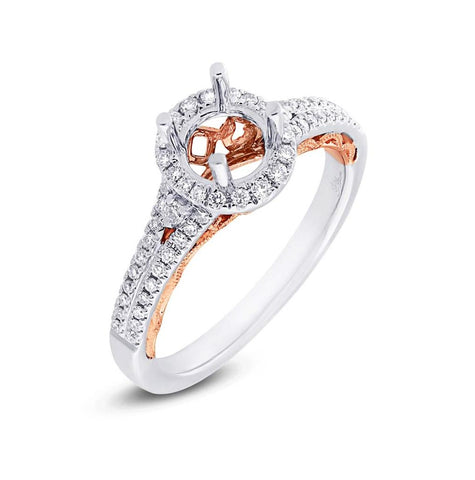 0.33 Ctw 14k Two-tone Rose Gold Diamond Semi-mount Ring For 0.75 Ctw Center