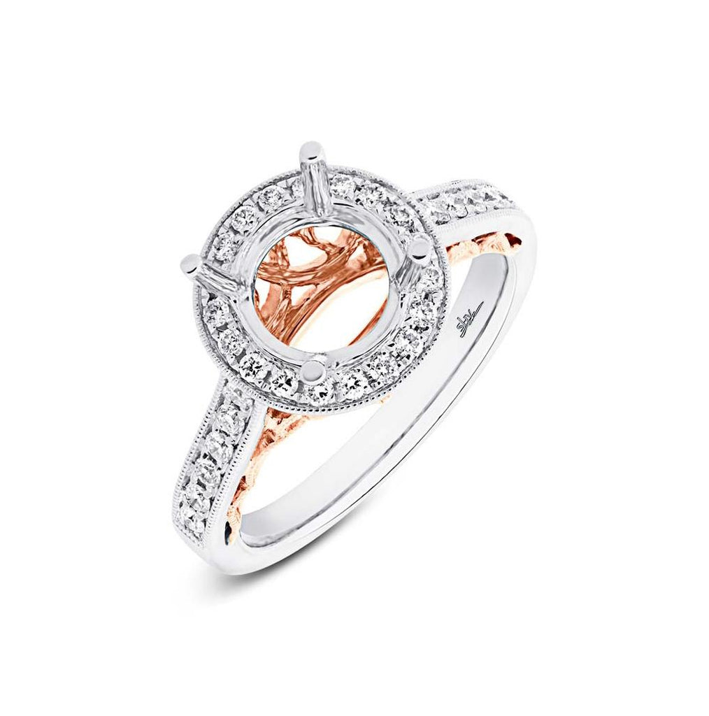 0.36 Ctw 14k Two-tone Rose Gold Diamond Semi-mount Ring For 1.50 Ctw Center