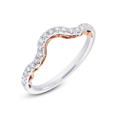 0.23 Ctw 14k Two-tone Rose Gold Diamond Shadow Band