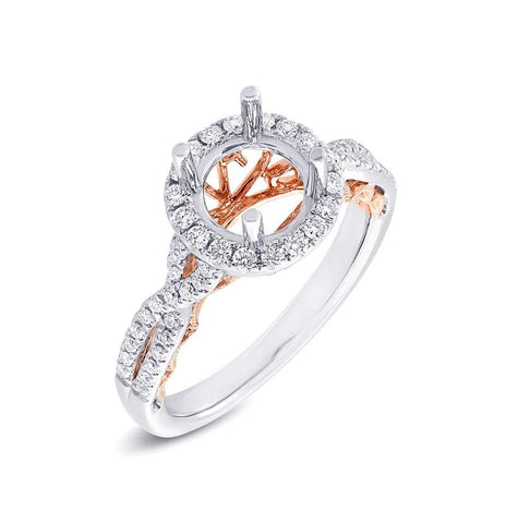 0.38 Ctw 14k Two-tone Rose Gold Diamond Semi-mount Ring