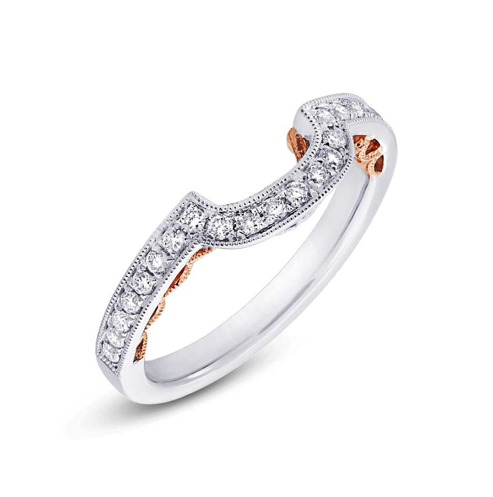 0.29 Ctw 14k Two-tone Rose Gold Diamond Shadow Band