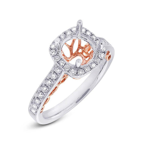 0.44 Ctw 14k Two-tone Rose Gold Diamond Semi-mount Ring