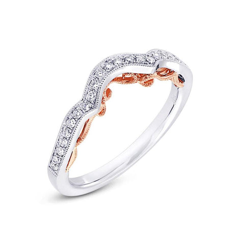 0.17 Ctw 14k Two-tone Rose Gold Diamond Shadow Band