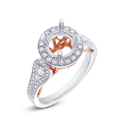 0.58 Ctw 14k Two-tone Rose Gold Diamond Semi-mount Ring