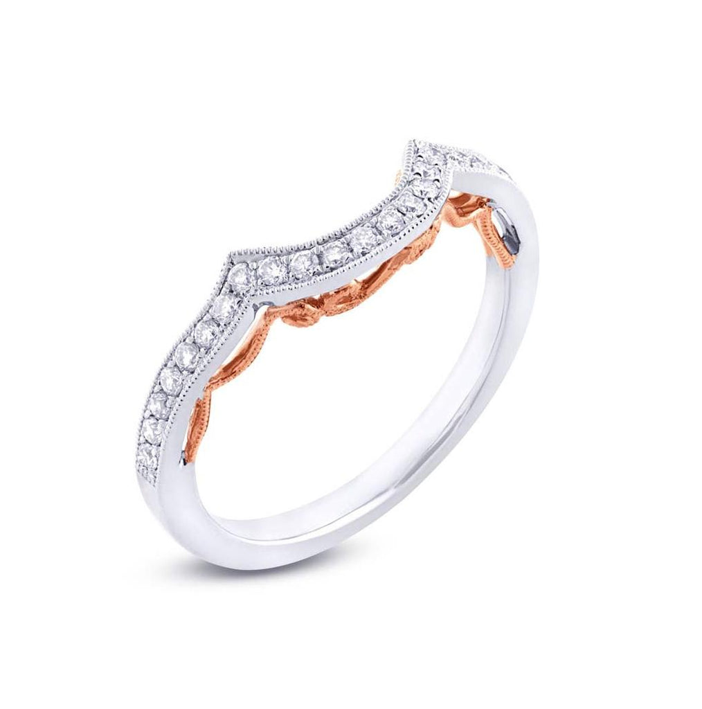 0.23 Ctw 14k Two-tone Rose Gold Diamond Shadow Band