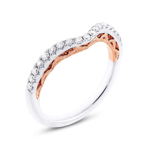 0.25 Ctw 14k Two-tone Rose Gold Diamond Shadow Band