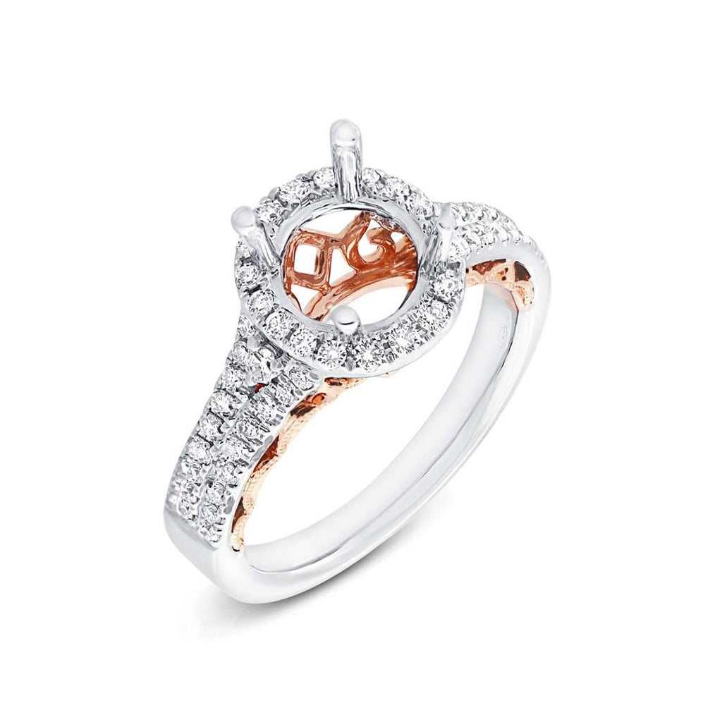 0.52 Ctw 14k Two-tone Rose Gold Diamond Semi-mount Ring