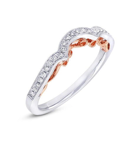 0.16 Ctw 14k Two-tone Rose Gold Diamond Shadow Band