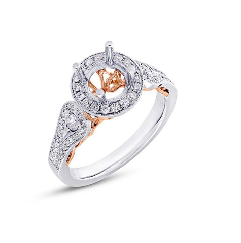 0.50 Ctw 14k Two-tone Rose Gold Diamond Semi-mount Ring For 1.00 Ctw Center