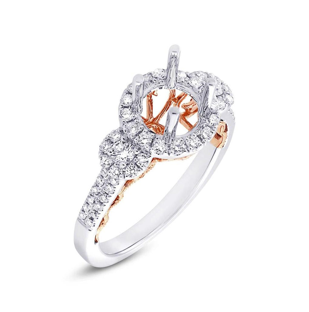 0.61 Ctw 14k Two-tone Rose Gold Diamond Semi-mount Ring