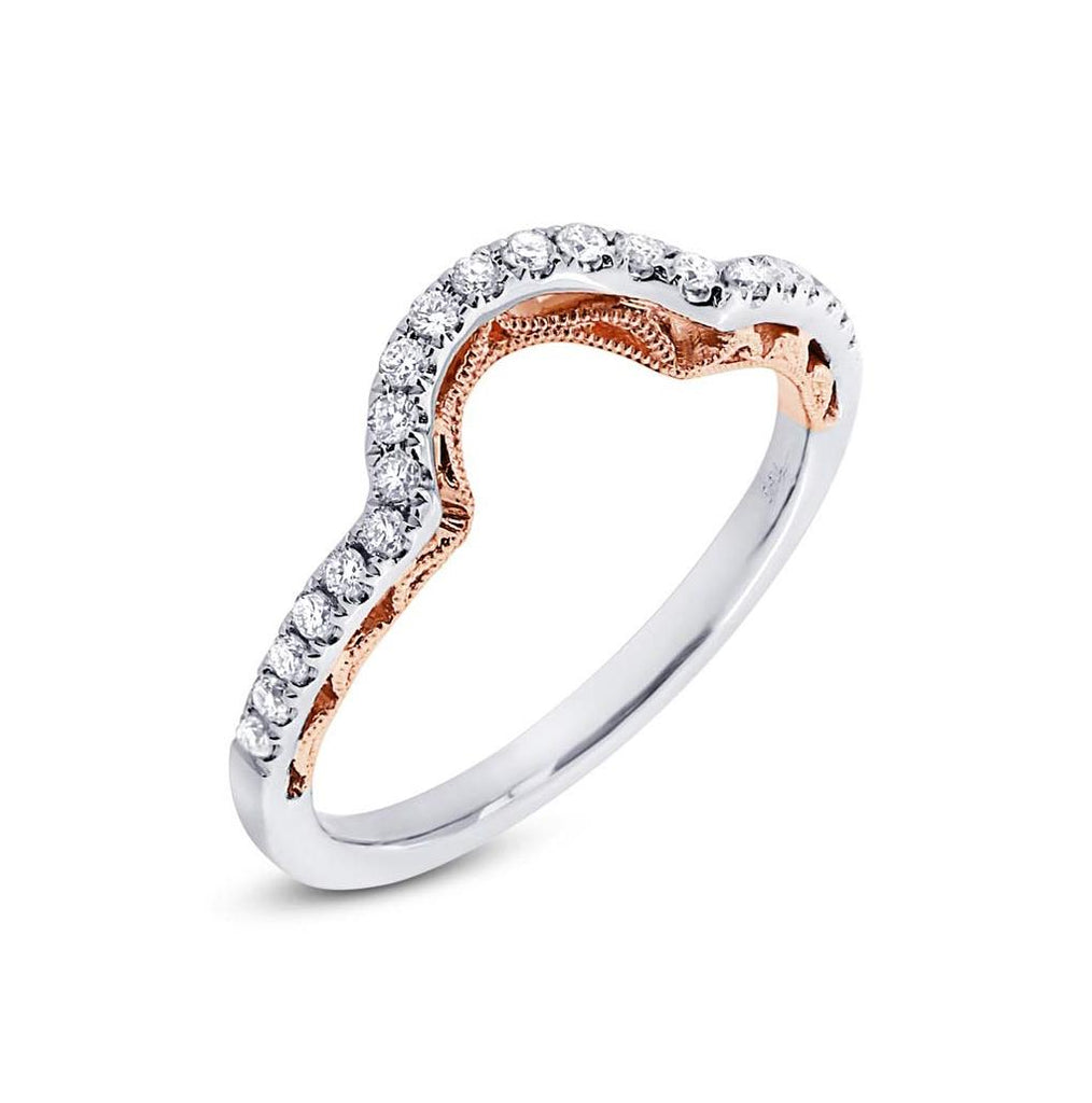 0.25 Ctw 14k Two-tone Rose Gold Diamond Shadow Band