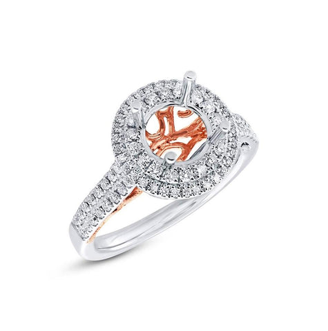 0.56 Ctw 14k Two-tone Rose Gold Diamond Semi-mount Ring